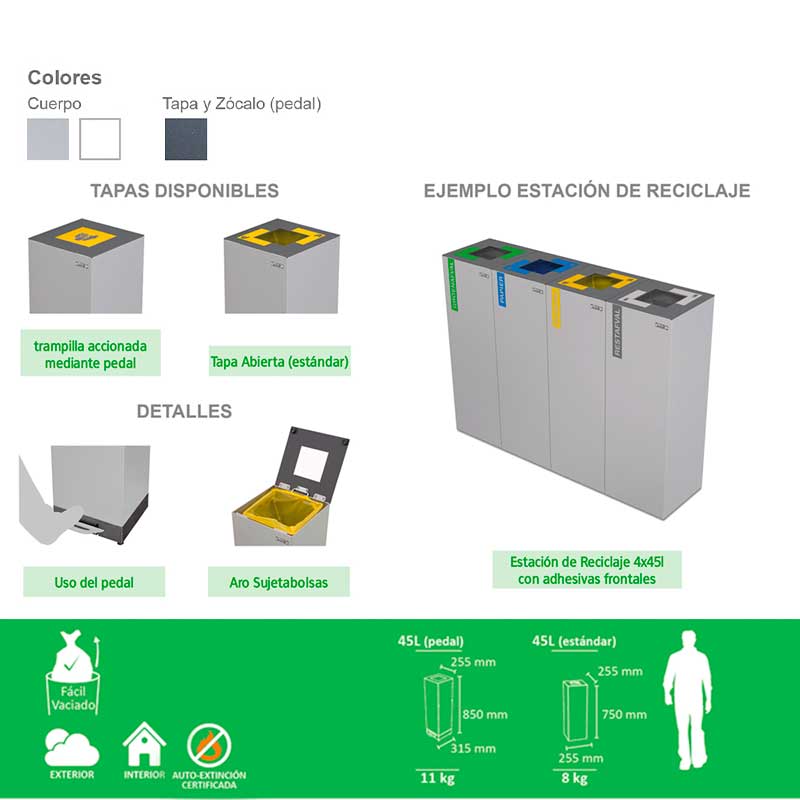 Paperera de reciclatge exterior Alacant 45L